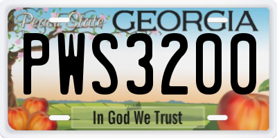 GA license plate PWS3200