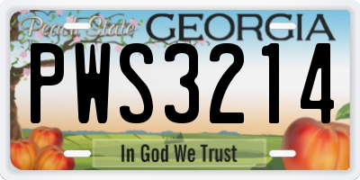 GA license plate PWS3214