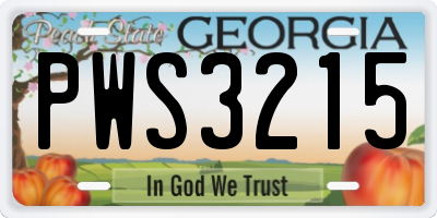 GA license plate PWS3215