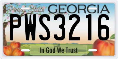 GA license plate PWS3216