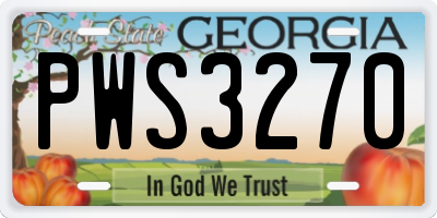 GA license plate PWS3270