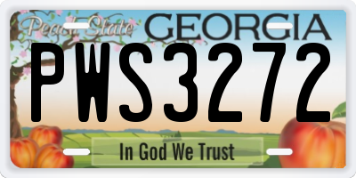 GA license plate PWS3272