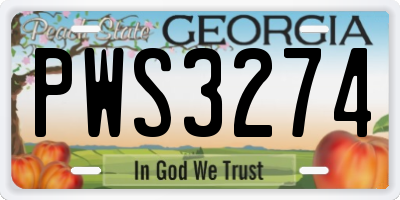 GA license plate PWS3274