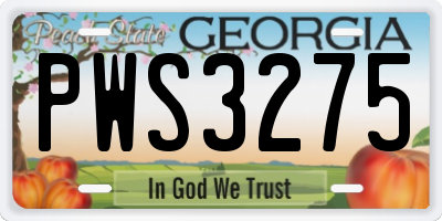 GA license plate PWS3275