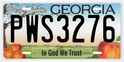 GA license plate PWS3276