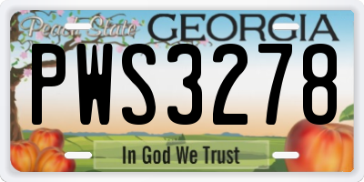 GA license plate PWS3278