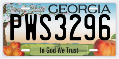 GA license plate PWS3296