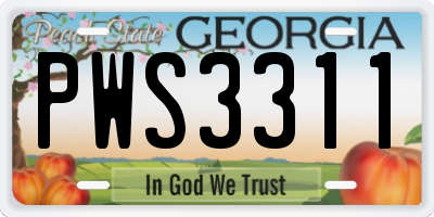 GA license plate PWS3311