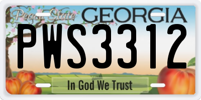 GA license plate PWS3312