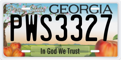 GA license plate PWS3327