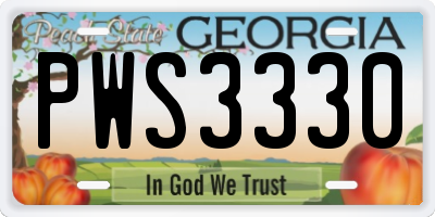 GA license plate PWS3330