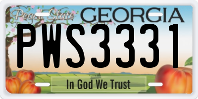 GA license plate PWS3331