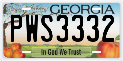 GA license plate PWS3332