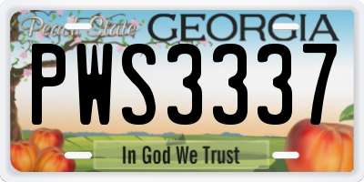 GA license plate PWS3337