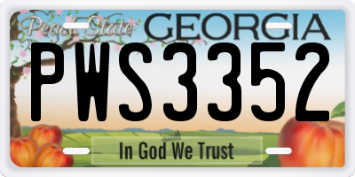 GA license plate PWS3352