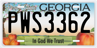 GA license plate PWS3362