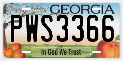 GA license plate PWS3366