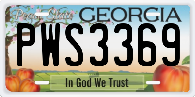 GA license plate PWS3369