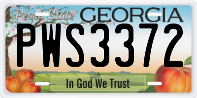 GA license plate PWS3372