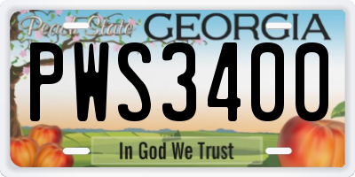 GA license plate PWS3400