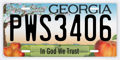 GA license plate PWS3406