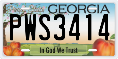 GA license plate PWS3414