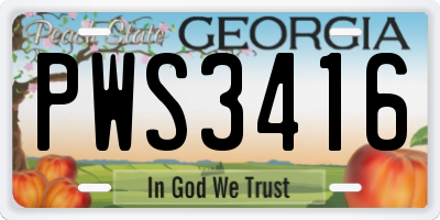 GA license plate PWS3416