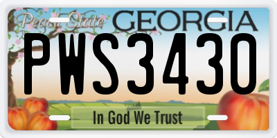 GA license plate PWS3430