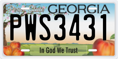 GA license plate PWS3431