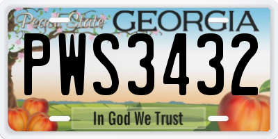 GA license plate PWS3432