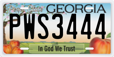GA license plate PWS3444