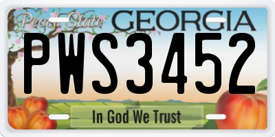GA license plate PWS3452