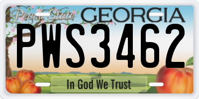 GA license plate PWS3462