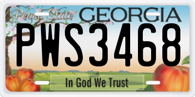 GA license plate PWS3468