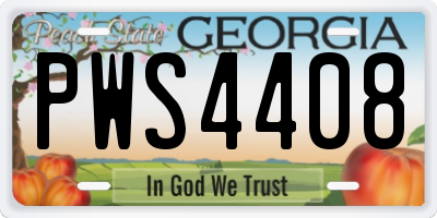 GA license plate PWS4408