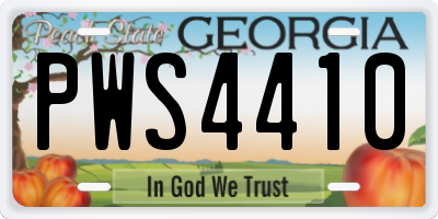 GA license plate PWS4410