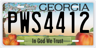 GA license plate PWS4412