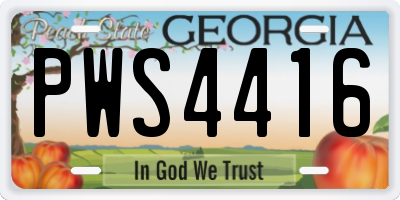 GA license plate PWS4416
