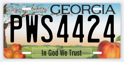 GA license plate PWS4424