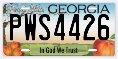 GA license plate PWS4426