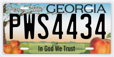 GA license plate PWS4434