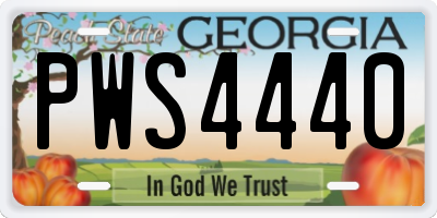 GA license plate PWS4440
