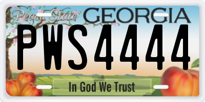 GA license plate PWS4444