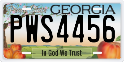 GA license plate PWS4456