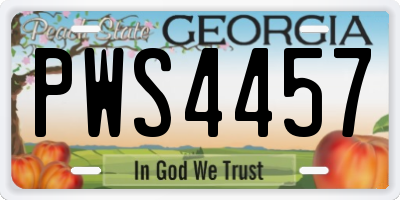 GA license plate PWS4457