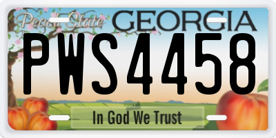 GA license plate PWS4458