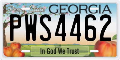 GA license plate PWS4462