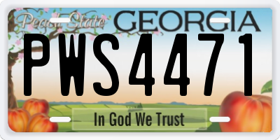 GA license plate PWS4471