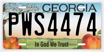 GA license plate PWS4474