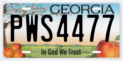 GA license plate PWS4477